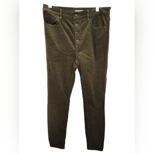 LOFT Olive Corduroy Button-Fly Pants 6 High Rise